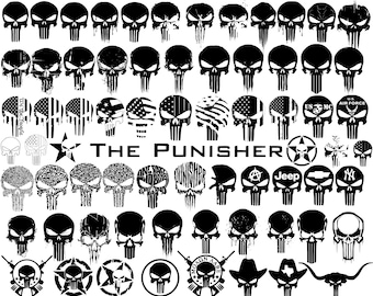 SVG File. 70 The Punisher American Skull Police Military Veteran Army Spartan Gladiator Laser Wall Art png Cricut Vector Vinyl Bundle