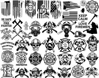 SVG File. 47 American Firefighter Department USA Firemen Volunteer Veteran Helmet Patriotic Mega Pack Laser Art hd Cricut Vector PNG Bundle