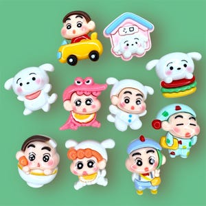 Crayon Shin Chan Flatback Resin Charms Cabochons Diy Set Of 10