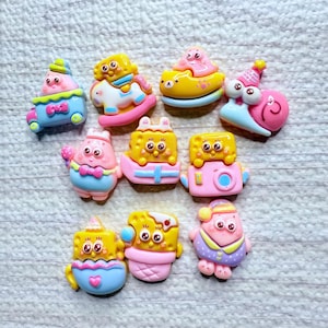 Cute spongebob and patrick Flatback Resin Charms Cabochons Diy Set Of 10