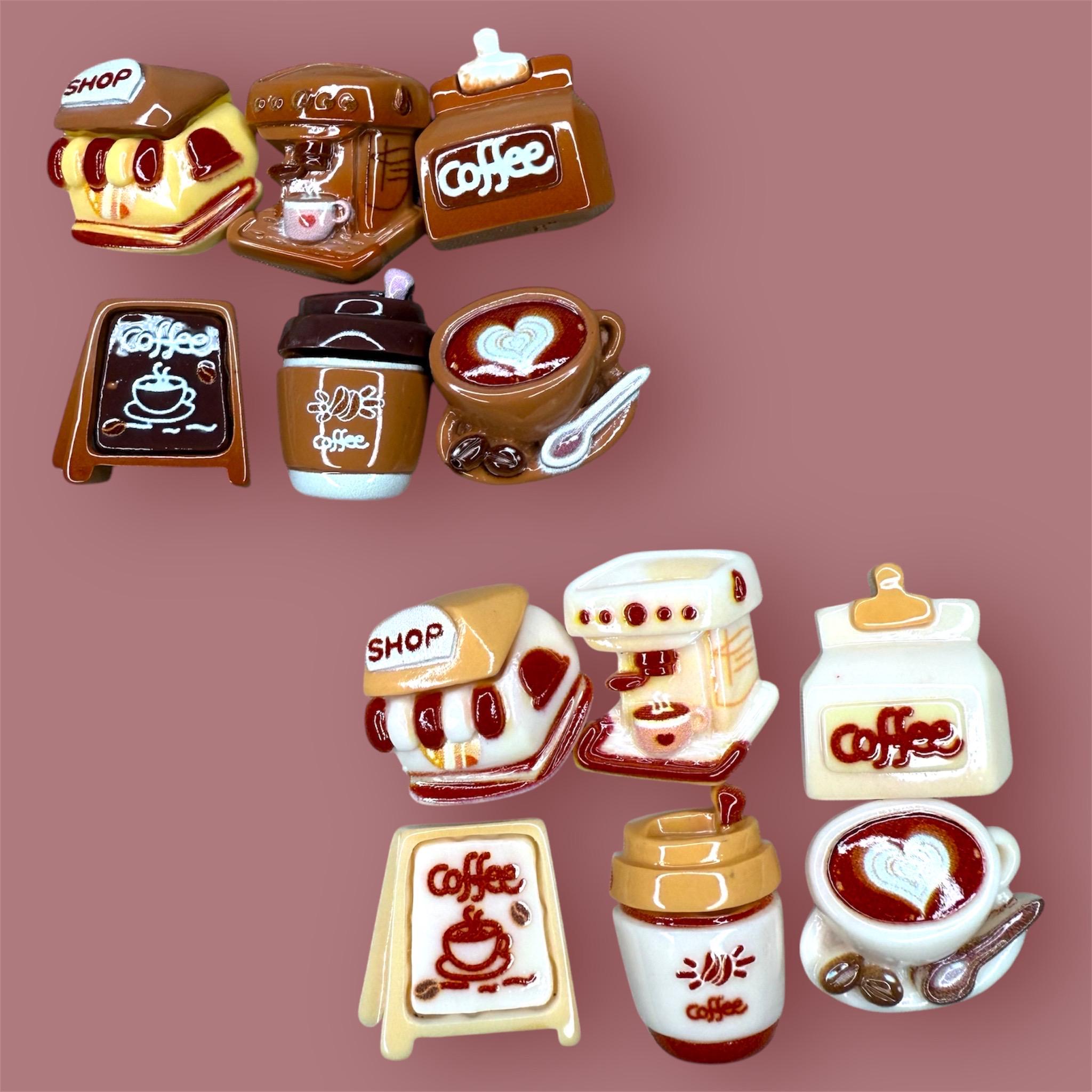 Coffee Flatback Resin Charms Cabochons Diy Set Of 6