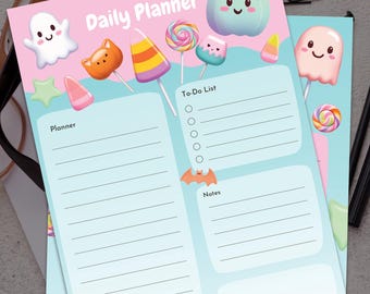Halloween Daily Planner Printable | Cute Spooky To-Do List, Weekly Schedule & Notes | A4 Digital Download