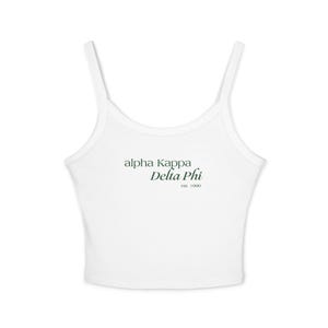 alpha Kappa Delta Phi Women&#39;s Spaghetti Strap Crop Tank Top, Greek Sorority Est 1990 Shirt