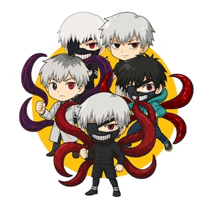 Tokyo Ghoul Chibi Characters Bundle Digital Download | Character Anime Clipart in High-Res SVG, PNG & EPS |for Stickers, Prints and More
