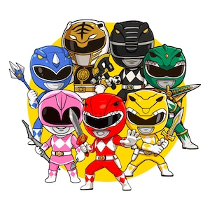 Power Rangers Chibi Charaktere Bundle Digitaler Download | Charakter Anime Clipart in hochauflösende PNG, SVG & EPS | für Sticker, Prints und vieles mehr
