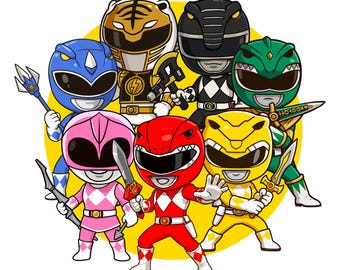 Power Rangers Chibi Clipart Bundle: Anime SVG, PNG, EPS (Digital Download)