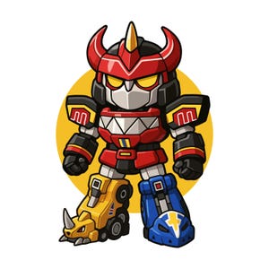 Megazord Chibi Zeichen Digitaler Download | Charakter Clipart in hochauflösende PNG, SVG & EPS | für Sticker, Prints und vieles mehr