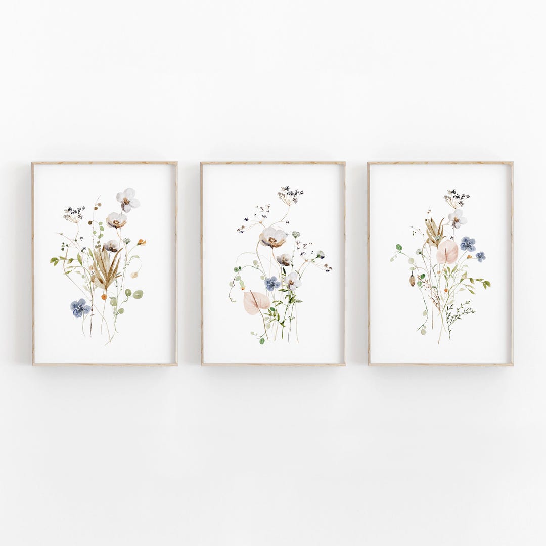 Wildflowers Print Set of 3 Printable Art INSTANT DOWNLOAD Wall Decor - Etsy