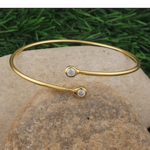 Two Stone Cubic Zirconia Bangle: Dainty Tennis Bracelet