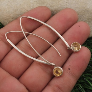 Citrine Dangle Earrings: Sterling Silver November Birthstone Jewelry