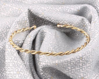 22k Gold Plated Twist Cuff Bracelet: Chunky Waterproof Bangle