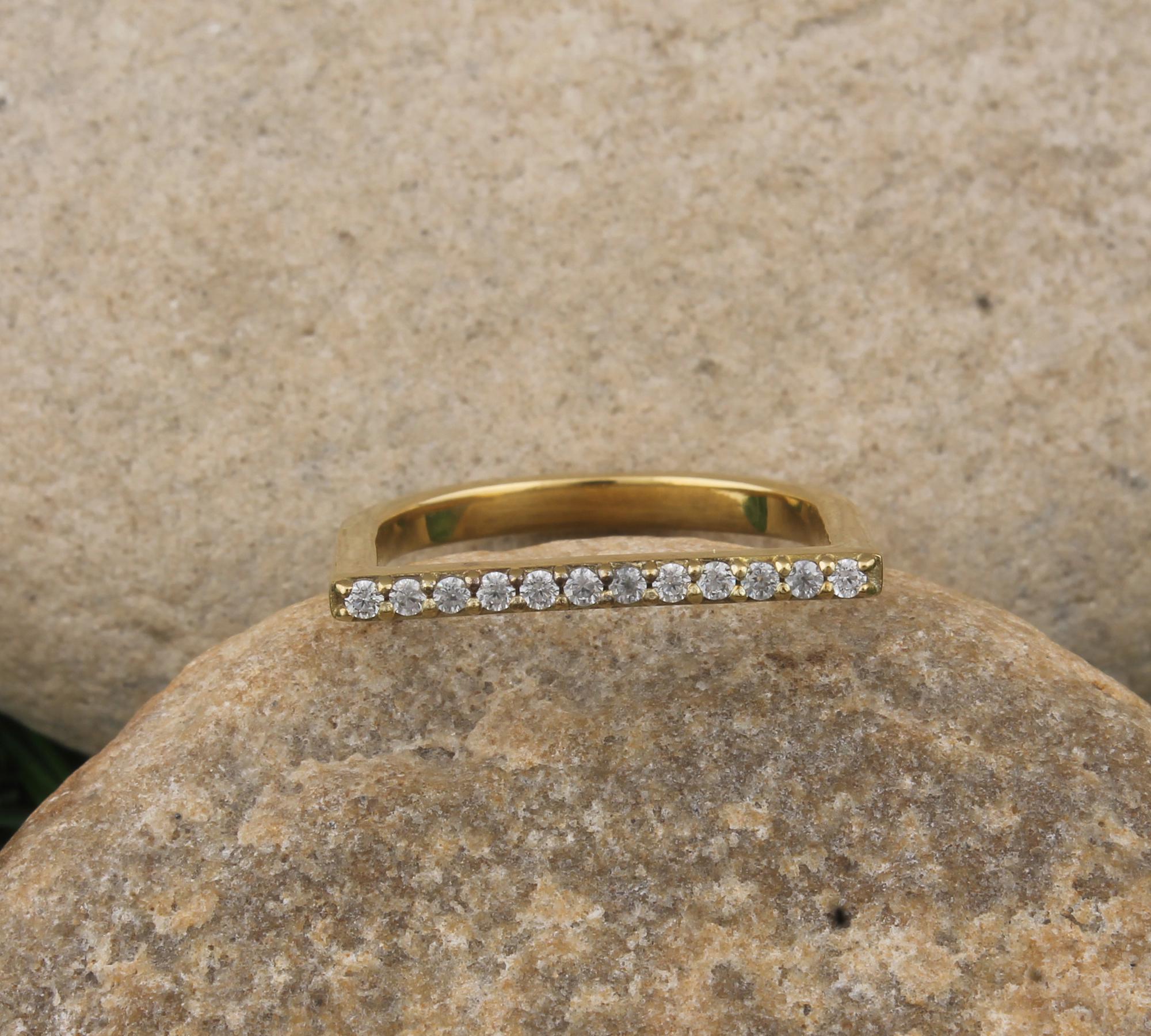 Gold Bar Ring: Dainty Cubic Zirconia Minimalist Jewelry - Etsy