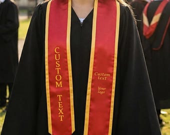 Custom Text & Logo Graduation Stole, Personalized Graduation Sash with Name, Class of 2026 Graduation Stole, Custom Graduation Gift