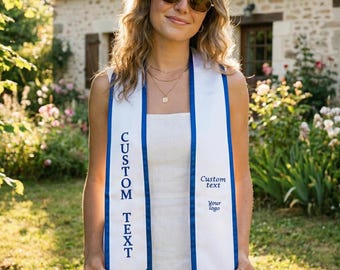 Custom Your Design Text Logo Graduation Stole, Personalized Graduation Sash with Name, Class of 2026 Graduation Stole,Custom Graduation Gift