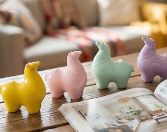 Mini Porcelain Horse Sculpture, Glossy Pastel Animal Figurine, Modern Ceramic Decor
