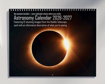 Astronomy Calendar 2026 2027 | Space Calendar with Stunning Hubble Photography, Moon Phases, and US Holidays Marked | Astronomy Gift