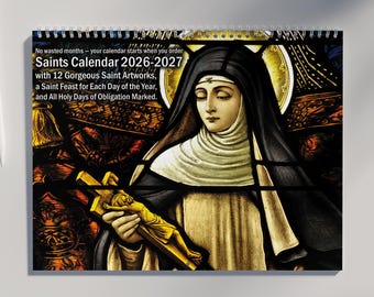 Saints Calendar 2026 2027: With 365 Saints Feast Days, 12 Artwork of Beloved Saints, & All Holy Days of Obligation | Christian Calendar 2026