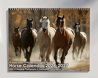 Horse Calendar 2026 2027: Featuring Stunning Horse Photography, Fascinating Horse Facts, and US Holidays Marked | Horse Gifts
