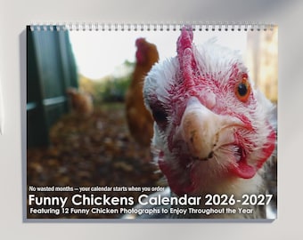 Funny Chicken Calendar 2026 2027 | Chicken Wall Calendar Featuring Funny Chicken Photography & US Holidays Marked | Chicken Gifts