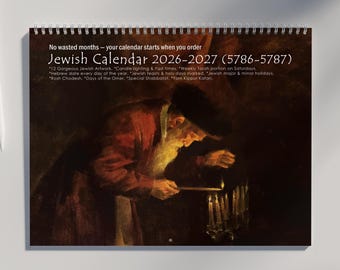 Jewish Calendar 2026 2027: With 12 Jewish Artwork, all Jewish Holidays, Dates, Candle Lighting Times, & Weekly Torah Portions | Jewish Gifts