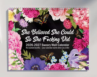Swearing Calendar 2026 2027 | Funny Wall Calendar with Hilarious & Affirmative Swearing Quotes | White Elephant Gifts for Adults | Gag Gifts