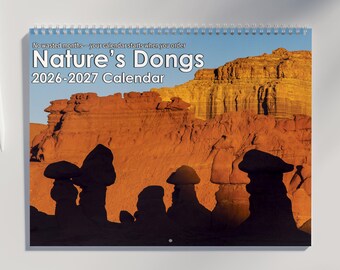 Nature Dicks Calendar 2026 2027 | Funny Wall Calendar with 12 Photographs of Hard Rocks | White Elephant Gifts for Adults | Gag gifts