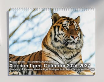 Tigers Calendar 2026 2027 | Wildlife Calendar Featuring Stunning Tiger Photography & US Holidays Marked | Animal Calendar 2026 2027