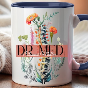 Personalized Doctors Mug: Medical Gift for  Doctors, & Med Students , Flowers and Organs