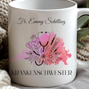 Personalized Medical Mug: Floral Stethoscope Design, Nurse Doctor Gift