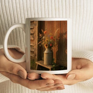 Farmhouse Wildflower Bouquet Coffee Cup: Rustic Ceramic Mug