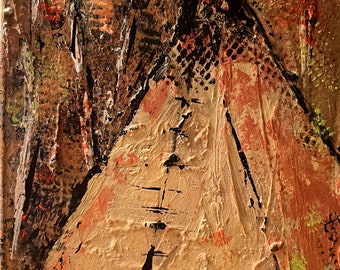 Tepee 3D Original Acrylic Landscape Tipi Abstract Contempary Wall Art Painting