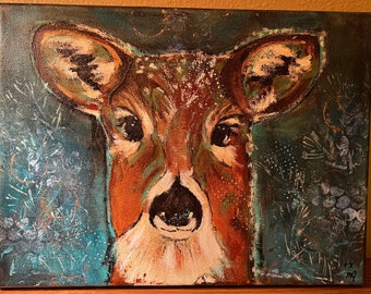 Deer Original Wall Art Acrylic Contemporary Painting