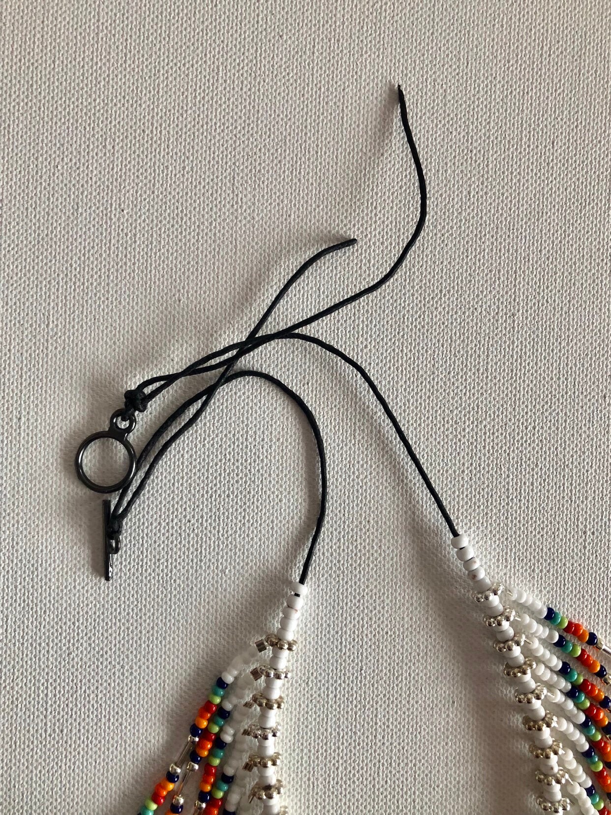 Fringed Beaded Necklace Bib Handmade Statement Jewelry