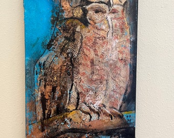 Owl Painting Great Horned Owl Original Wall Art Acrylic Contemporary Painting