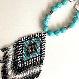 Turquoise Necklace, Cowgirl Necklace, Western Necklace, Beaded Necklace, Tribal Necklace, Ethnic Necklace
