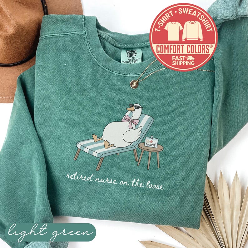 Retired Nurse on the Loose Shirt, Funny Nurse Gift, Nurse Retirement Sweatshirt, Duck Graphic Shirt, Comfy Nurse Apparel