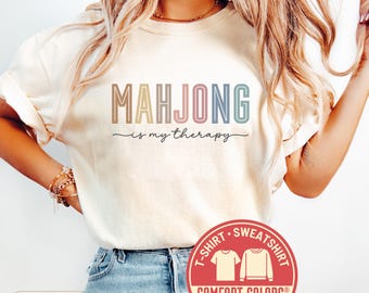 Comfort Colors® Mahjong Is My Therapy Shirt, Mahjong Player Tshirt, Game Night Tee, Gift For Mahjong Lover, Mahjong T-Shirt, Mahjong