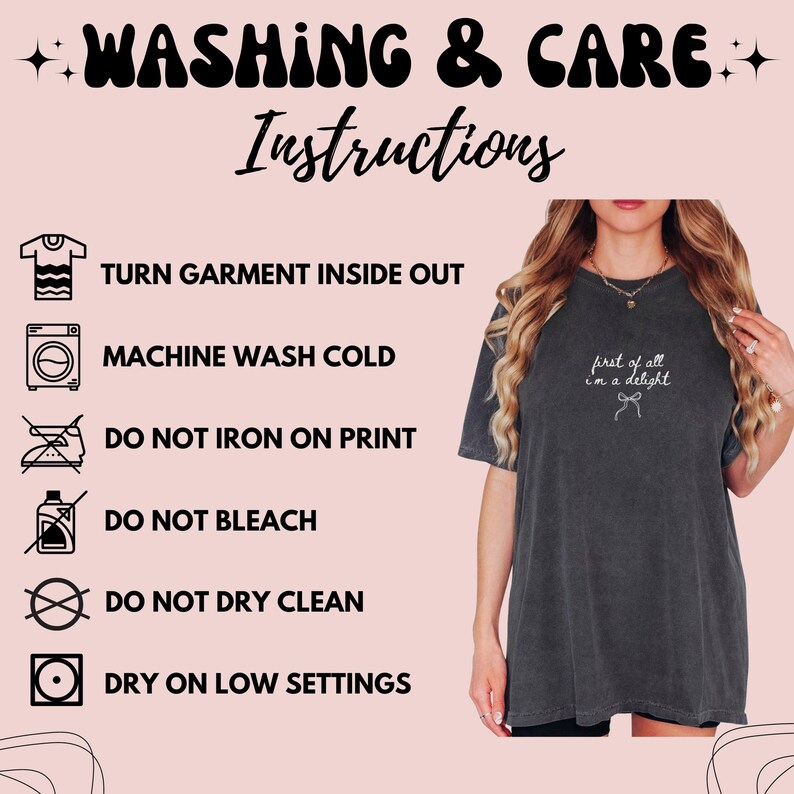 Washing and Care Instructions Wall Art, Laundry Room Decor, Instructional Sign, Housekeeping Tips, Stylish Laundry Guide
