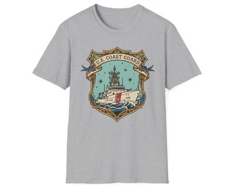 Camiseta con diseño de guardacostas de EE. UU., estilo tatuaje tradicional americano / diseño náutico vintage