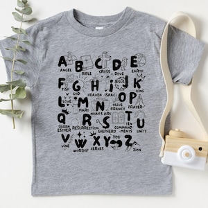 Biblical Alphabet Toddler Tee - Christian Toddler Shirts - Religious Kids Shirt - Bible Verse Baby Bodysuit