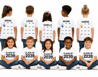 Back to School Shirts Kindergarten Handprint Tee Class of 2039 Grow with Me
