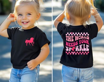 Toddler Girl T-Shirt: Feminist Sparkle Design - Natural Cotton