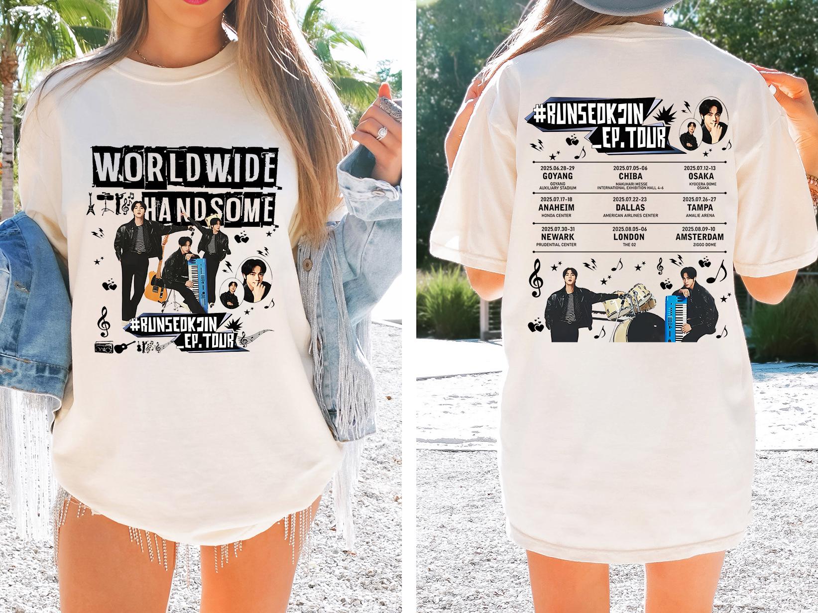 Comfort Colors® Worldwide Handsome Tour 2 Sided Shirt, Jin BTS Shirt, RunSeokJin Tee, Jin Wordwide Handsome 2025 Tee, Kp0p BTS Shirt