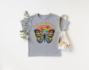 Wild Child Toddler Shirt: Retro Boho Style, Organic Cotton