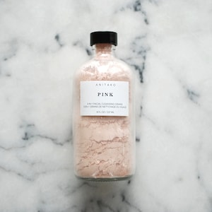 P I N K - Facial Cleansing Grains, Soap Free Mild Cleanser, Gentle Exfoliating, Detox Mask