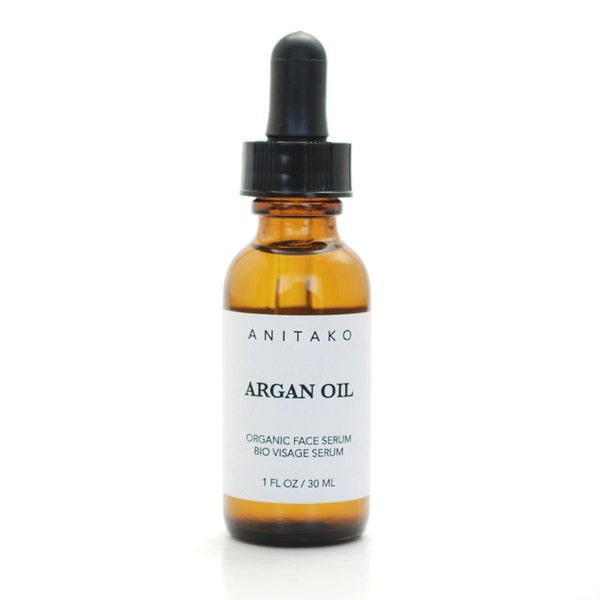 ARGAN OIL - Organic Face Serum, Natural Face Oil, Morocco Argan Oil and Sea Buckthorn Oil, Vegan, for Sensitive Skin, Unscented