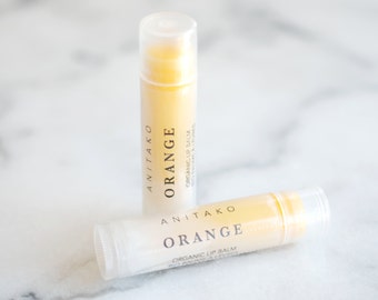 O R A N G E Lip Balm Duo - Sweet Orange Oil Scented, Organic Lip Balm, Natural Lip Balm