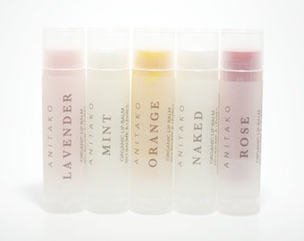 5 x Organic Lip Balm - Mix and Match, You Choose the Scent