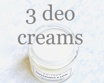 3 x Organic Deodorant Cream - Natural Deodorant, Aluminum Free, Mix and Match, You Choose the Scent