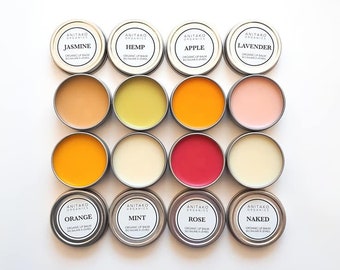 4 or 8 Organic Lip Balm Tin Set - 1 oz Tin, Mix and Match, You Choose the Scent